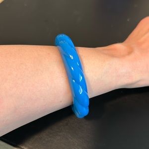 Vintage Plastic Bangle Bracelet, Blue, Braided, Retro, Boho